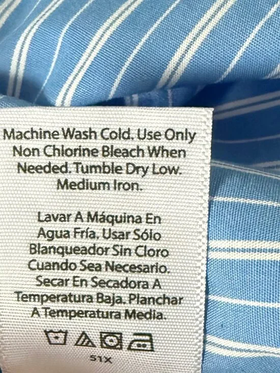 Off Shoulder Top XL Blue White Striped Ties Split Balloon Sleeve Beachy Coastal - Picture 8 of 8